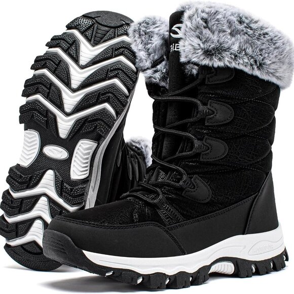 New Women's Waterproof Snow Boots Black Size 6 - Picture 2 of 6